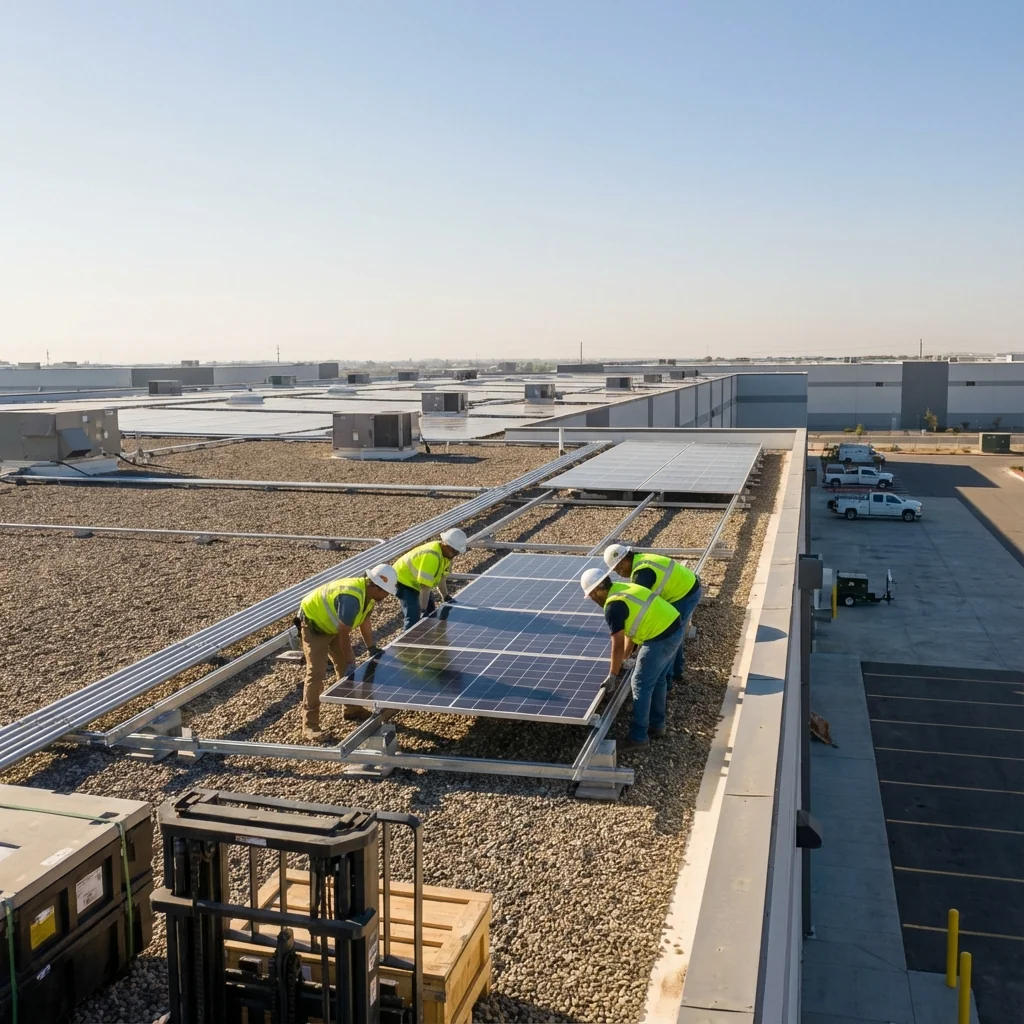 Techniciens sur installation photovolta�que