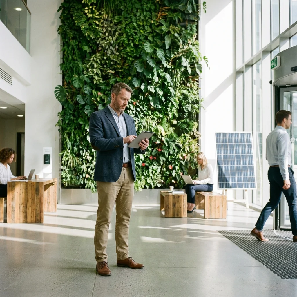 Facility Manager supervisant les op�rations sur tablette