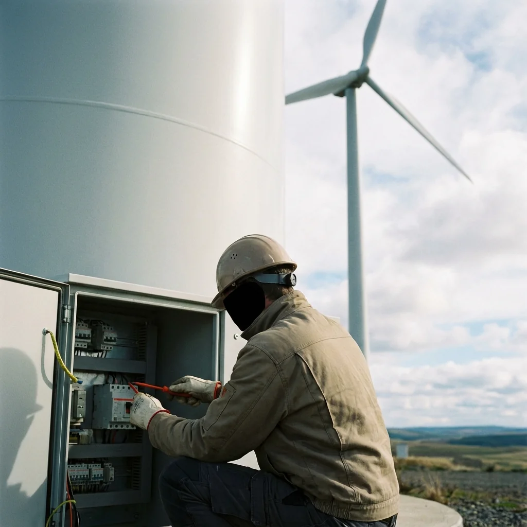 Technicien de maintenance sur panneau solaire