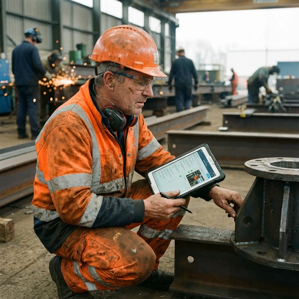 Inspecteur r�alisant un audit visuel avec tablette