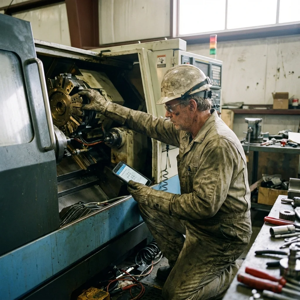 Technicien de maintenance intervenant sur machine