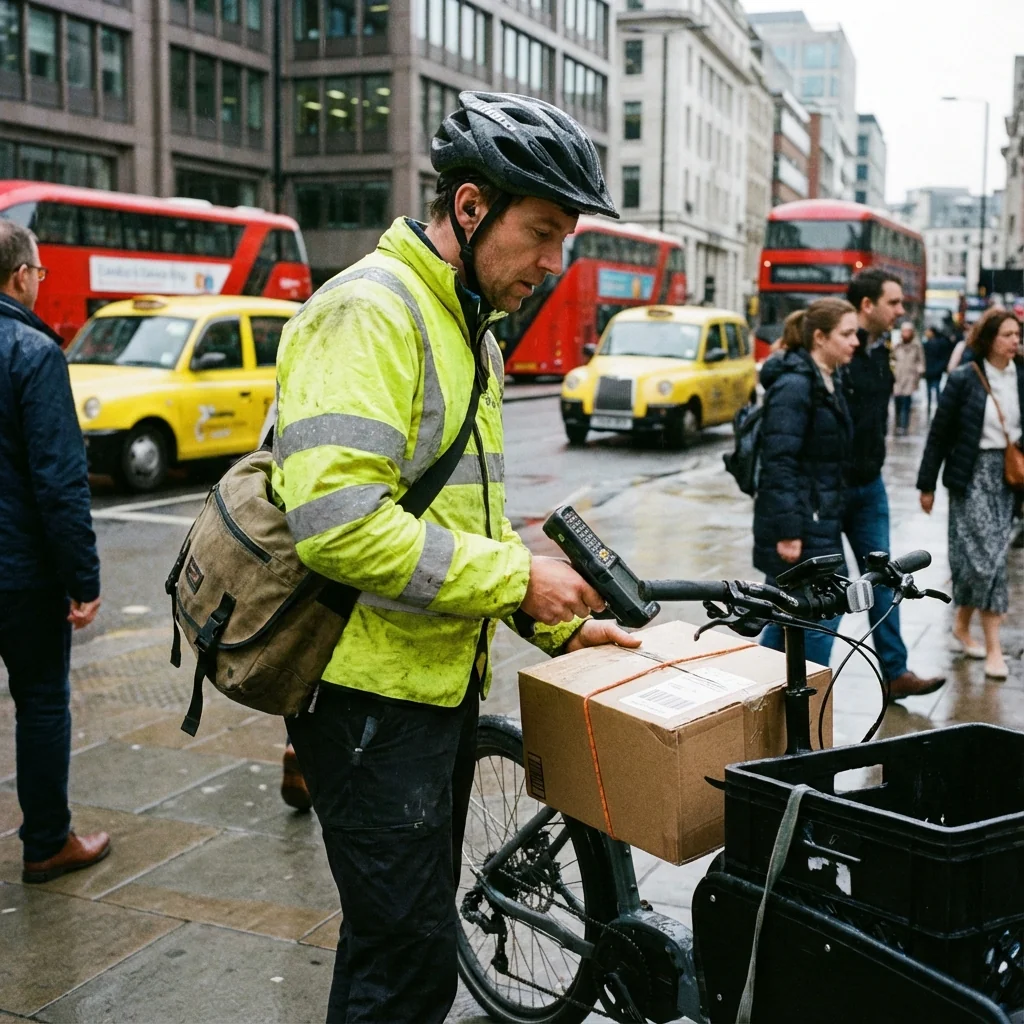 Coursier v�lo en livraison urbaine